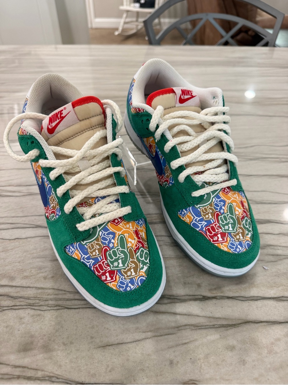 Nike Mens Green Multicolor Graphic Low-Top Sneakers